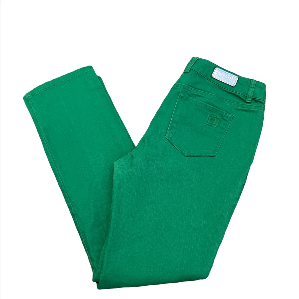 {Liz Claiborne} Stretch Straight Leg Size 4p Green Denim Jean